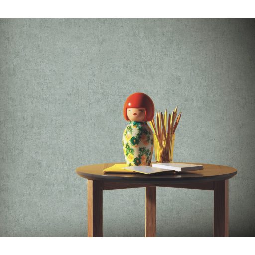 Ipari stílusú beton hatású "egyszínű" minta zöld/kékeszöld tónus tapéta