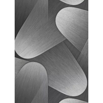   Organikus formákból építkező kortárs geometriai design világosszürke szürke antracit és ezüst tónus fémes hatás tapéta