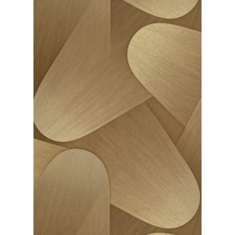   Organikus formákból építkező kortárs geometriai design bézs barna aranybarna és arany tónus fémes hatás tapéta