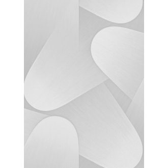   Organikus formákból építkező kortárs geometriai design világosszürke fehér és ezüstös-gyöngyház tónus fémes hatás tapéta