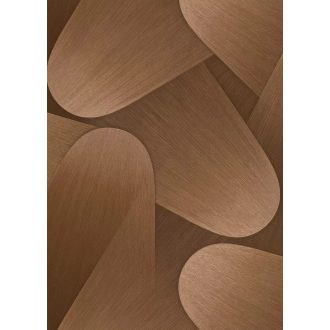  Organikus formákból építkező kortárs geometriai design meleg bronzos-mogyoróbarna tónus fémes hatás tapéta