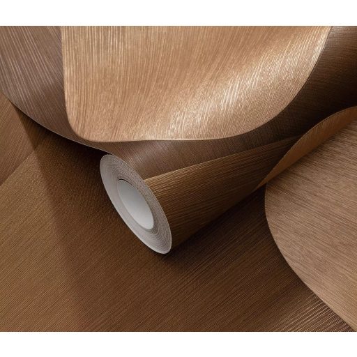 Organikus formákból építkező kortárs geometriai design meleg bronzos-mogyoróbarna tónus fémes hatás tapéta