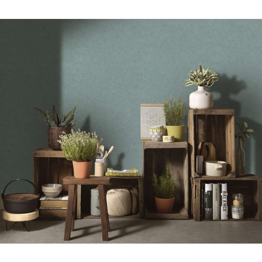 Enyhén texturált kifinomult egyszínű minta zöld/kékeszöld tónus tapéta