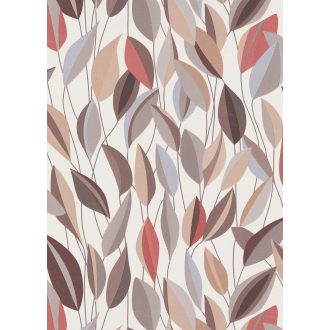   Megejtő organikus design - absztrakt kissé naív levélábrázolás krémfehér bézs szürke barna és bogyópiros tónus tapéta