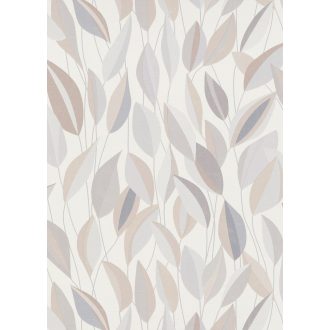   Megejtő organikus design - absztrakt kissé naív levélábrázolás pasztell tónusok - krémfehér bézs szürke és barna tapéta