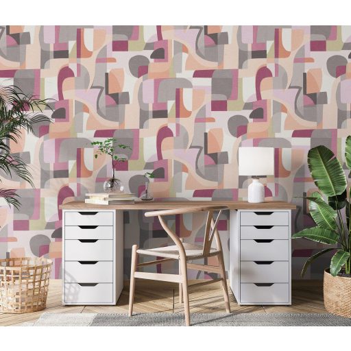 Merész és dinamikus már-már művészi nonfigurális absztrakt minta fehér szürke lila rózsaszín és sokszínű tónus minta