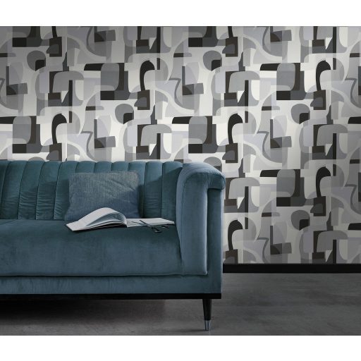 Merész és dinamikus már-már művészi nonfigurális absztrakt minta fehér szürke antracit és fekete tónus minta