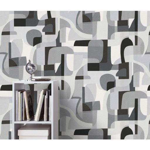 Merész és dinamikus már-már művészi nonfigurális absztrakt minta fehér szürke antracit és fekete tónus minta