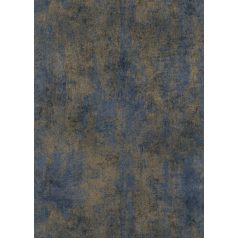   Loft stílusú koptatott beton mintázat kék és fémes arany tónus fényes mintarészletek tapéta