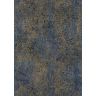   Loft stílusú koptatott beton mintázat kék és fémes arany tónus fényes mintarészletek tapéta