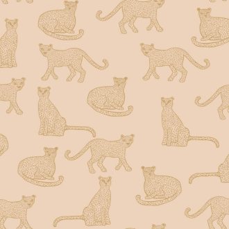   Kalandos utazásra csábító grafikus leopárd minta rózsaszín/bézses rózsaszín és arany tónus fémes hatás tapéta
