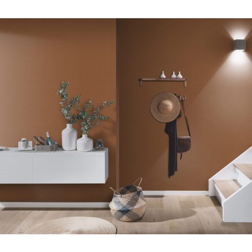 Durva szerkezetű egyszínű textil mintázat barna/aranybarna/terrakotta tónus tapéta