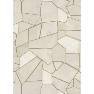   Mozaikszerűen összeállított háromdimenziós geometriai minta bézs világosbarna és aranybarna tónus tapéta