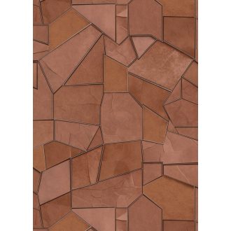   Mozaikszerűen összeállított háromdimenziós geometriai minta sárgás/vörösesbarna/terrakotta tónus tapéta