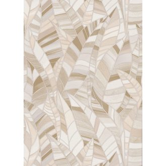   Színátmenetekkel tarkított modern absztrakt levélmotívum struktuált háttéren natur tónusok - krém bézs barna - tapéta