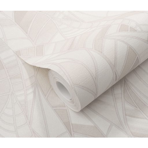 Színátmenetekkel tarkított modern absztrakt levélmotívum struktuált háttéren krém krémszürke és bézs tónus tapéta