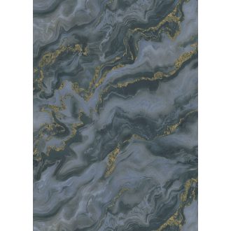   Márványmámor! Lélegzetelállító márvány megjelenítés fémes elemekkel kék szürkéskék antracit és arany tónus tapéta