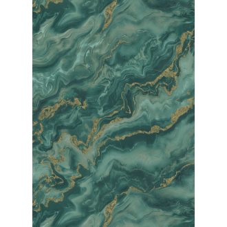   Márványmámor! Lélegzetelállító márvány megjelenítés fémes elemekkel zöld türkiz törtfehér sötétzöld és arany tónus tapéta