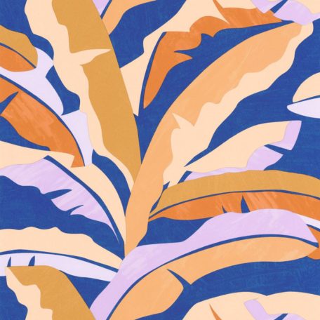 Nagysága nem a méretéből fakad - kiterjedt és színpompás trópusi levélzet királykék korall szines tapéta