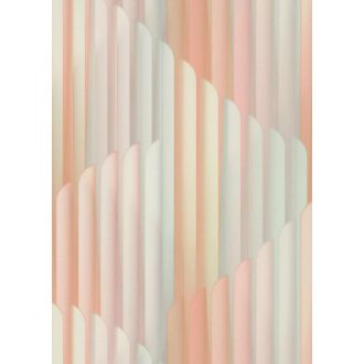   Már-már művészi ívelt formák harmonikus és ritmusos designja barack halvány rózsaszín krém és mentazöld tónus gyöngyházfény tapéta