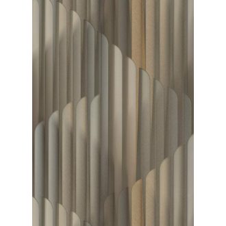   Már-már művészi ívelt formák harmonikus és ritmusos designja meleg bézs homokszín hűvös szürke és arany tónus fémes hatás tapéta