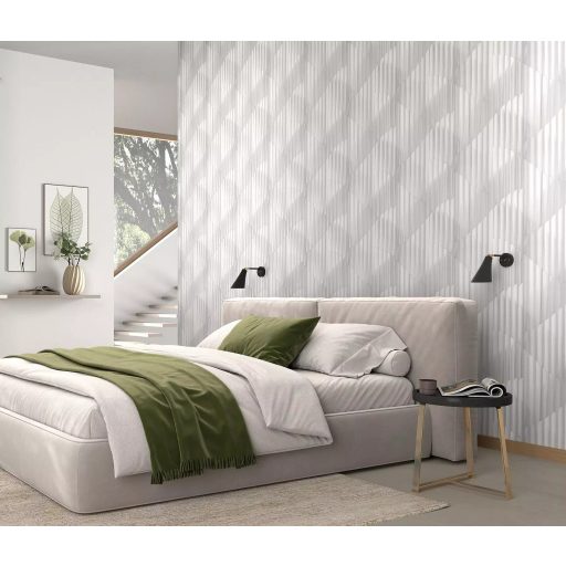 Már-már művészi ívelt formák harmonikus és ritmusos designja krém/krémfehér szürke és bézsarany tónus fémes hatás tapéta