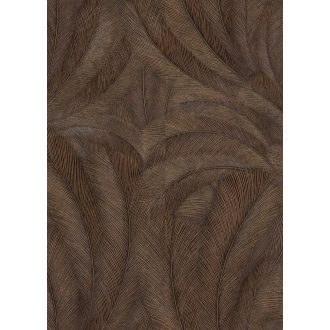   A természet finom motívuma - Hosszú íves tollak 3D rajzolata bronzos-barnás árnyalatok tapéta