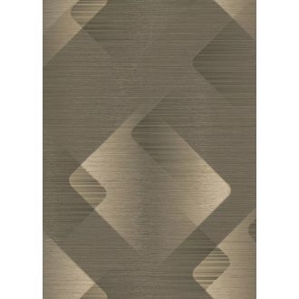   Egymásba mosódó nagyformátumú rombuszok geometriai mintája meleg bronzos-bézs szürkésbarna és bézsarany tónus tapéta
