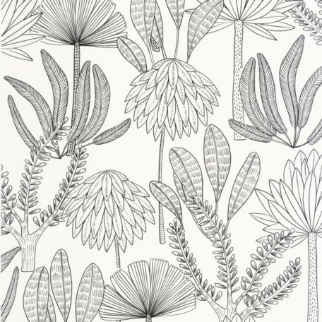 Maga a megtestesült szépség - kézzel rajzolt Bali növényi design monokróm - fehér és fekete tónus tapéta