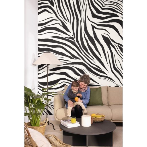 Karakteres dekoráció - Zebra minta/bőr panoráma megjelenítésben "L" méret fehér és fekete tónus falpanel