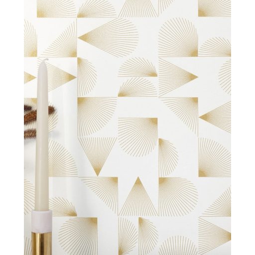 Kagylóminta ihlette art deco fali dekoráció fehér és arany tónus tapéta