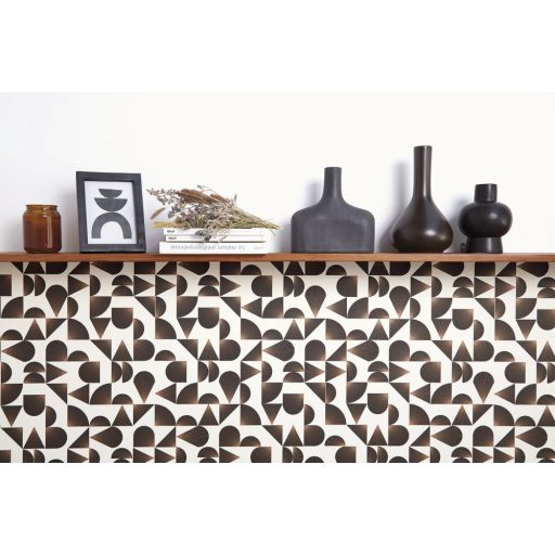 Kagylóminta ihlette art deco fali dekoráció fehér fekete és rézszín tónus tapéta