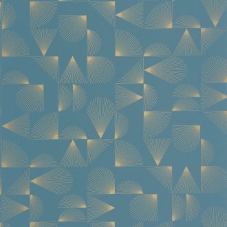   Kagylóminta ihlette art deco fali dekoráció petrolkék és arany tónus tapéta