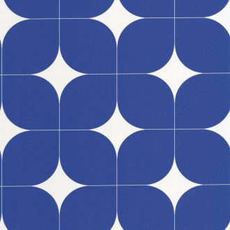   Kitérő a 70-es évekbe - Vintage 3D lekerekített élű négyzetek mintája fehér és elektrokék tónus tapéta