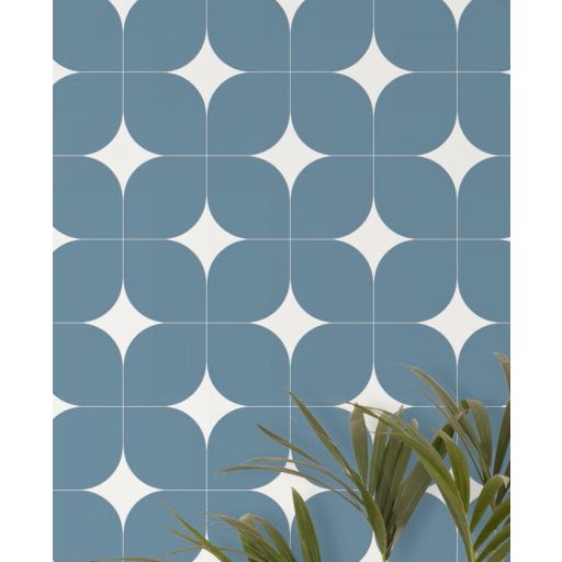 Kitérő a 70-es évekbe - Vintage 3D lekerekített élű négyzetek mintája fehér és világos benzinkék tónus tapéta