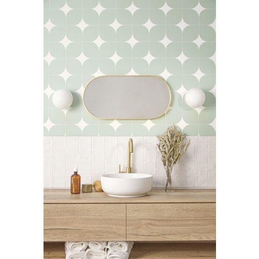 Kitérő a 70-es évekbe - Vintage 3D lekerekített élű négyzetek mintája fehér és vízzöld tónus tapéta