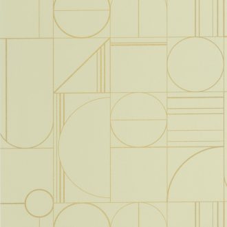   Minimalista fali dekoráció változatos geometriai formákból mandulazöld és arany tónus tapéta