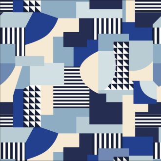   Vigyázat nagyfeszültség! Elektromosság forr a levegőben - Patchwork geometrikus motívum "M" fehér bézs kék fekete és elektrokék falpanel