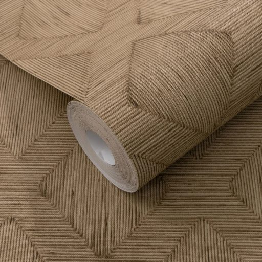 Rombusz és halszálka mintázat találkozása - texturált geometriai elegancia aranybarna karamell homokszín és mézbarna tónus tapéta