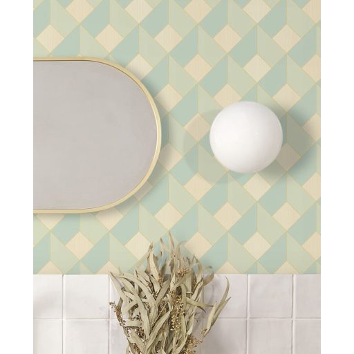 Precíz és pontos geometriai formák háromdimenziós illúziója bézs és mandulazöld tónus tapéta