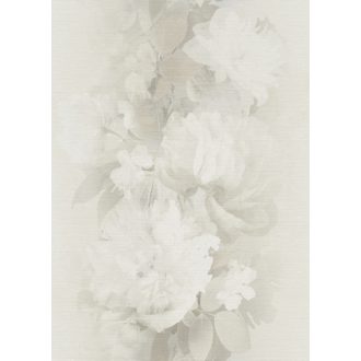   Álmodozva lebegő akvarell peóniák finom textil háttéren krém krémfehér bézs és szürkésbézs tónus csillogó hatás tapéta