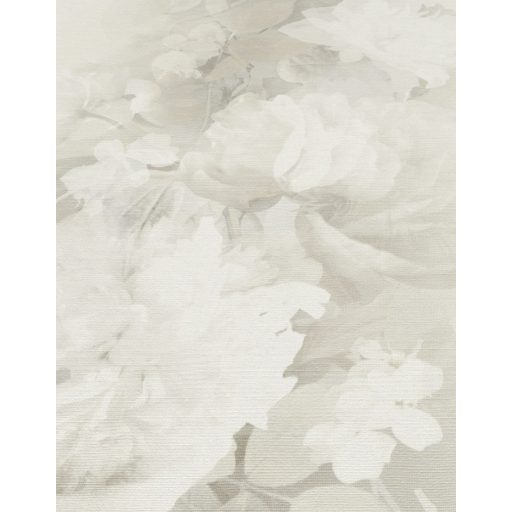 Álmodozva lebegő akvarell peóniák finom textil háttéren krém krémfehér bézs és szürkésbézs tónus csillogó hatás tapéta