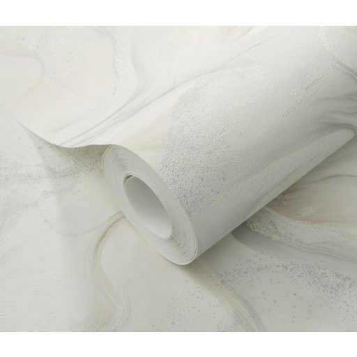 Szinte láthatatlan finoman rajzolt akvarell virág/szirom motívum krémfehér lágy bézs pezsgő és gyöngyház tónus csiilogó hatás tapéta