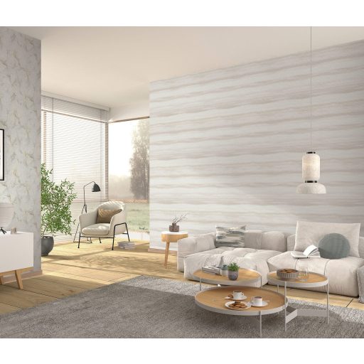 Tengerparti homok hullámzását idéző enyhén vízszintesen hullámos minta bézs krém finom szürke és pasztell rózsaszín tónus tapéta