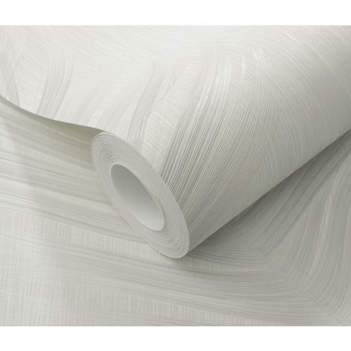 Finom rajzolatú tollszerkezetre emlékeztető nagyformátumú levél mintázat fehér és ezüstszürke tónus selymes csillogás tapéta