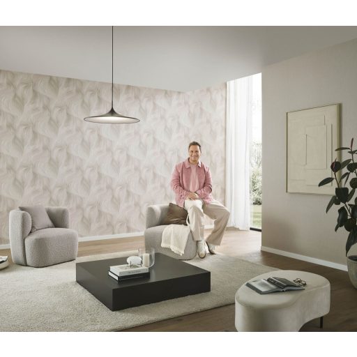 Természetes légies mozgás ritka szépen megörökített pillanata bézs krém/krémszürke és gyöngyház tónus fémes hatás tapéta