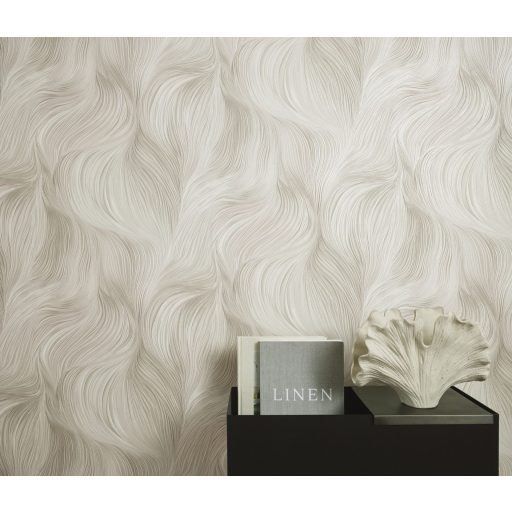 Természetes légies mozgás ritka szépen megörökített pillanata bézs krém/krémszürke és gyöngyház tónus fémes hatás tapéta