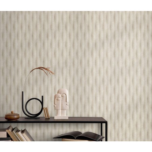 Hullámok organikus ritmusban természetes háromdimenziós minta krém vajszín homokbarna és bézs tónus tapéta