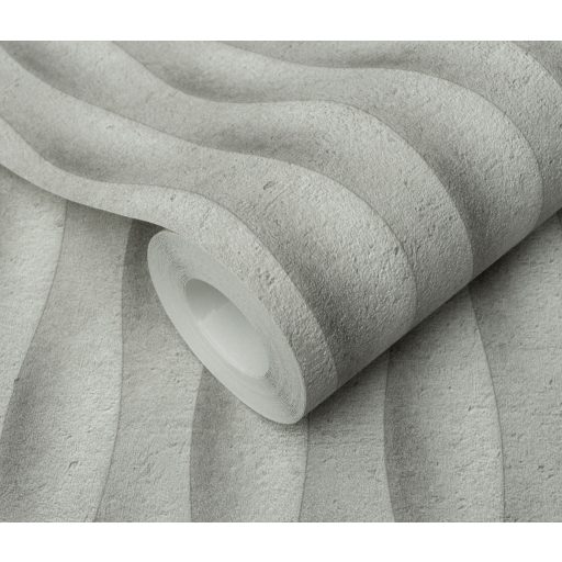 Hullámok organikus ritmusban természetes háromdimenziós minta meleg szürke hamuszürke és bézses-szürke tónus tapéta