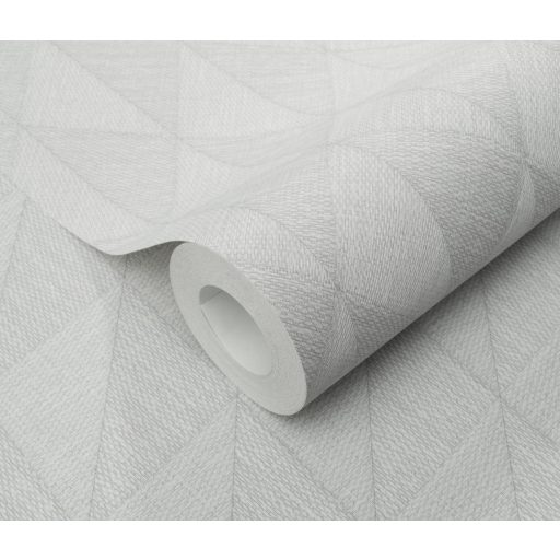 Változatos szőtt textúrájú rombuszokból épülő geometriai minta hamvas ezüstszürke és gyöngyszürke tónus tapéta
